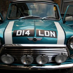 Classic Mini Cooper Hire London Turquoise Bonnet