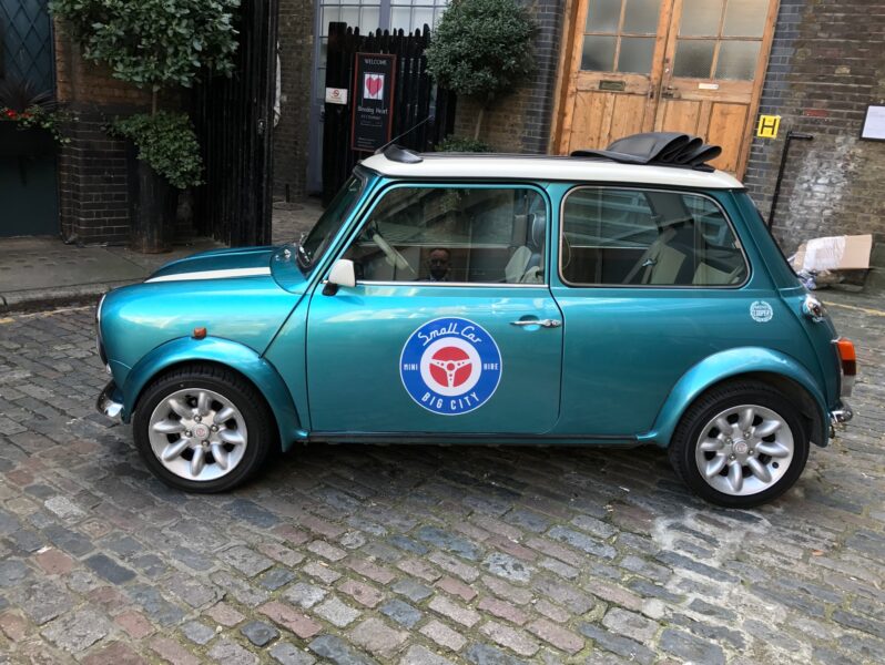 Classic Mini Cooper Hire London Turquoise side