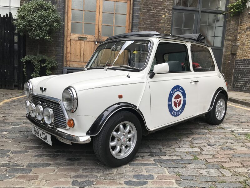 smallcarBIGCITY classic Mini Cooper hire london white