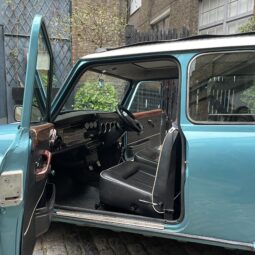 Classic-Mini-Cooper-Hire-London-Blue-Mini-Court-Yard-interior-passenger