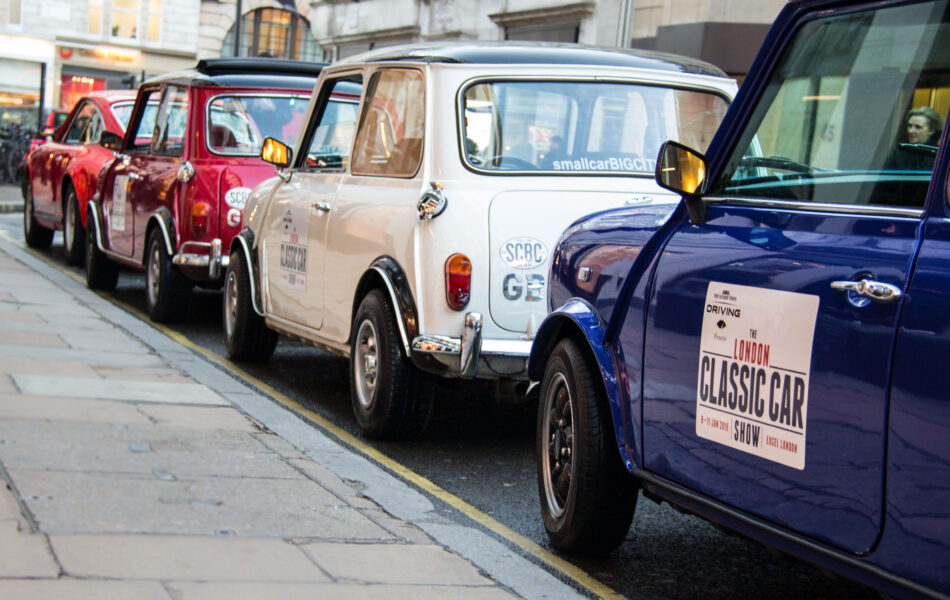 classic mini cooper out door media advertising classic car show