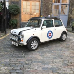 Classic White Mini Cooper Hire London smallcarBIGCITY angle