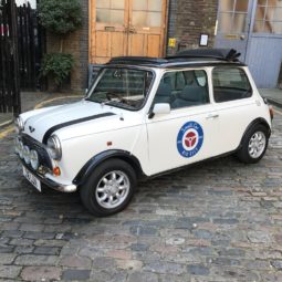 Classic White Mini Cooper Hire London smallcarBIGCITY far