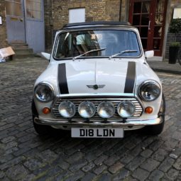 Classic White Mini Cooper Hire London smallcarBIGCITY front