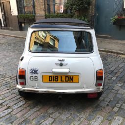 Classic White Mini Cooper Hire London smallcarBIGCITY rear