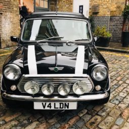Classic Mini Cooper Hire London Cilla Black Bleeding Hearts Yard front
