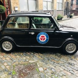 Classic Mini Cooper Hire London Cilla Black Bleeding Hearts Yard side 2