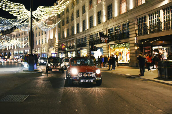 smallcarBIGCITY Christmas Lights tour - Roise, Cilla and Lilly on Regent Street