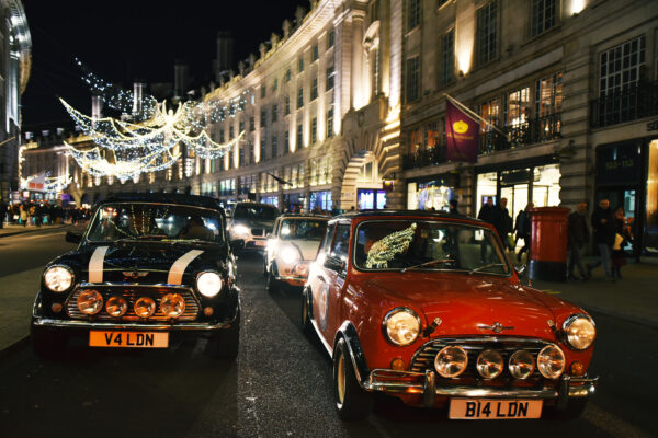 smallcarBIGCITY - Classic Mini Cooper hire - Car tours of London - Christmas Lights Tour - CIlla and Rosie on Regents Street
