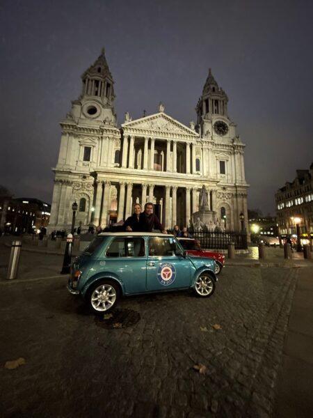 small-car-big-city-private tours of london in classic car -st pauls landmarks at night