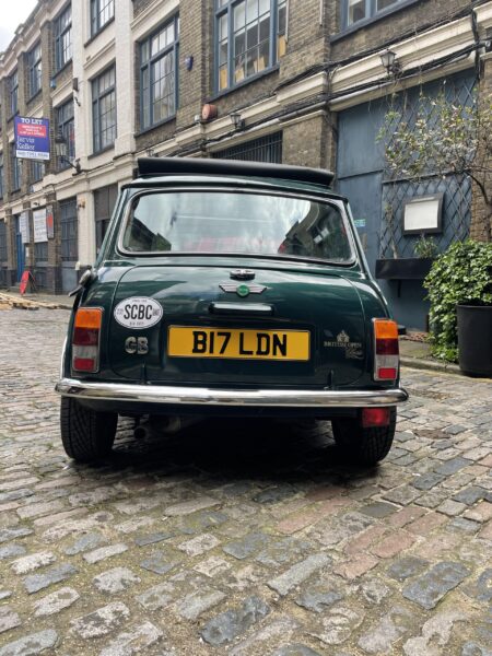 BRG Classic Mini British open Classic 1992 green front Lilibet by smallcarBIGCITY rear boot