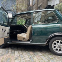 BRG Classic Mini British open Classic 1992 green front Lilibet by smallcarBIGCITY passenger door interior
