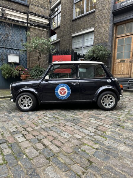 smallcarBIGCITY Classic Mini Cooper Hire London Car Stella Side