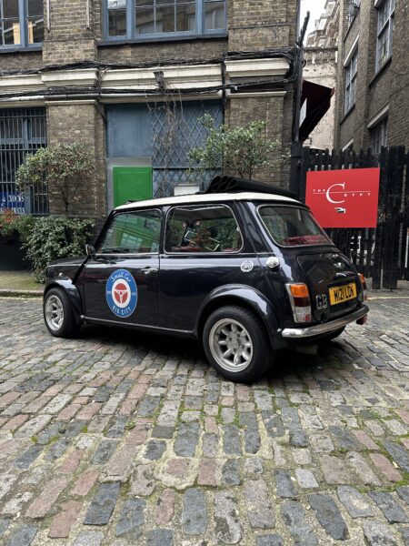 smallcarBIGCITY Classic Mini Cooper Hire London Car Stella. Rear angle 2